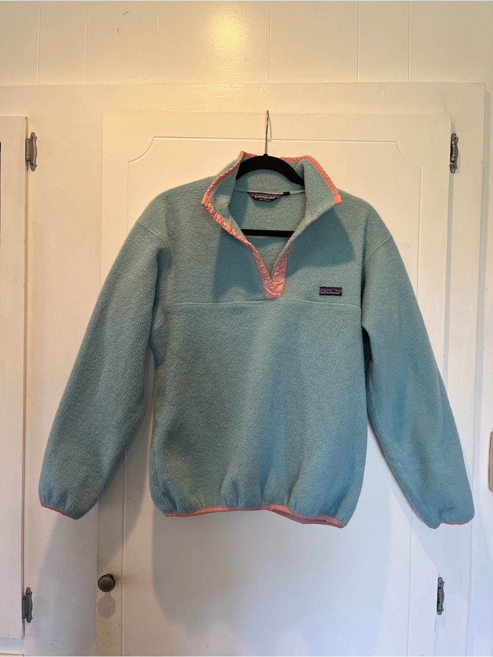 Vintage Patagonia Kids Pullover Fleece Blue/Pink Trim Sz 14